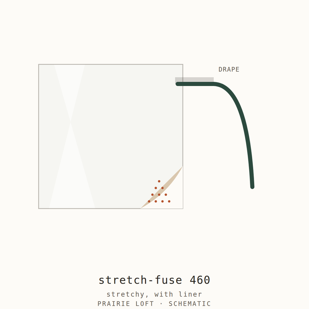 Pellon stretch interfacing swatch — surface texture, fusible side and drape stiffness test