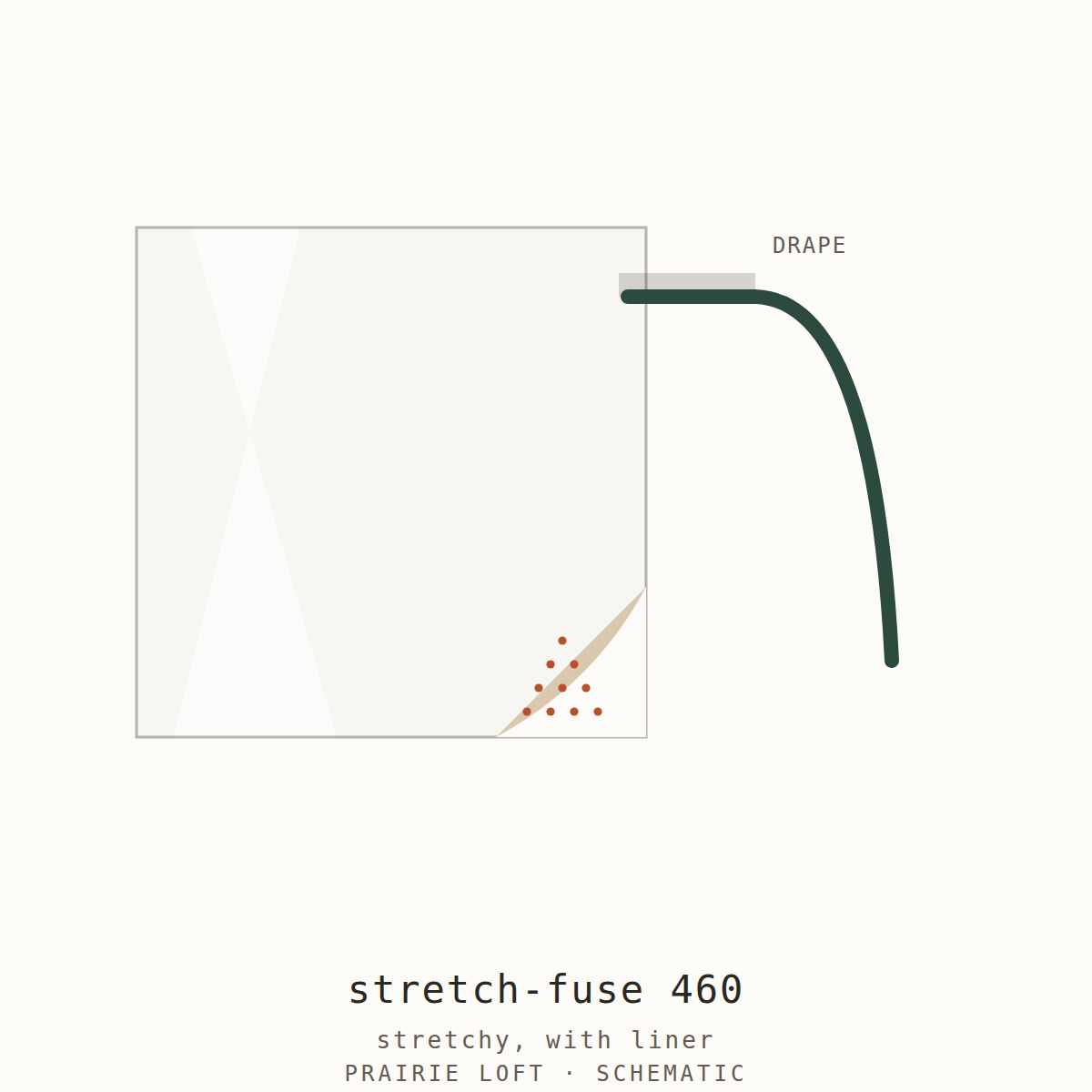 Pellon stretch interfacing swatch — surface texture, fusible side and drape stiffness test