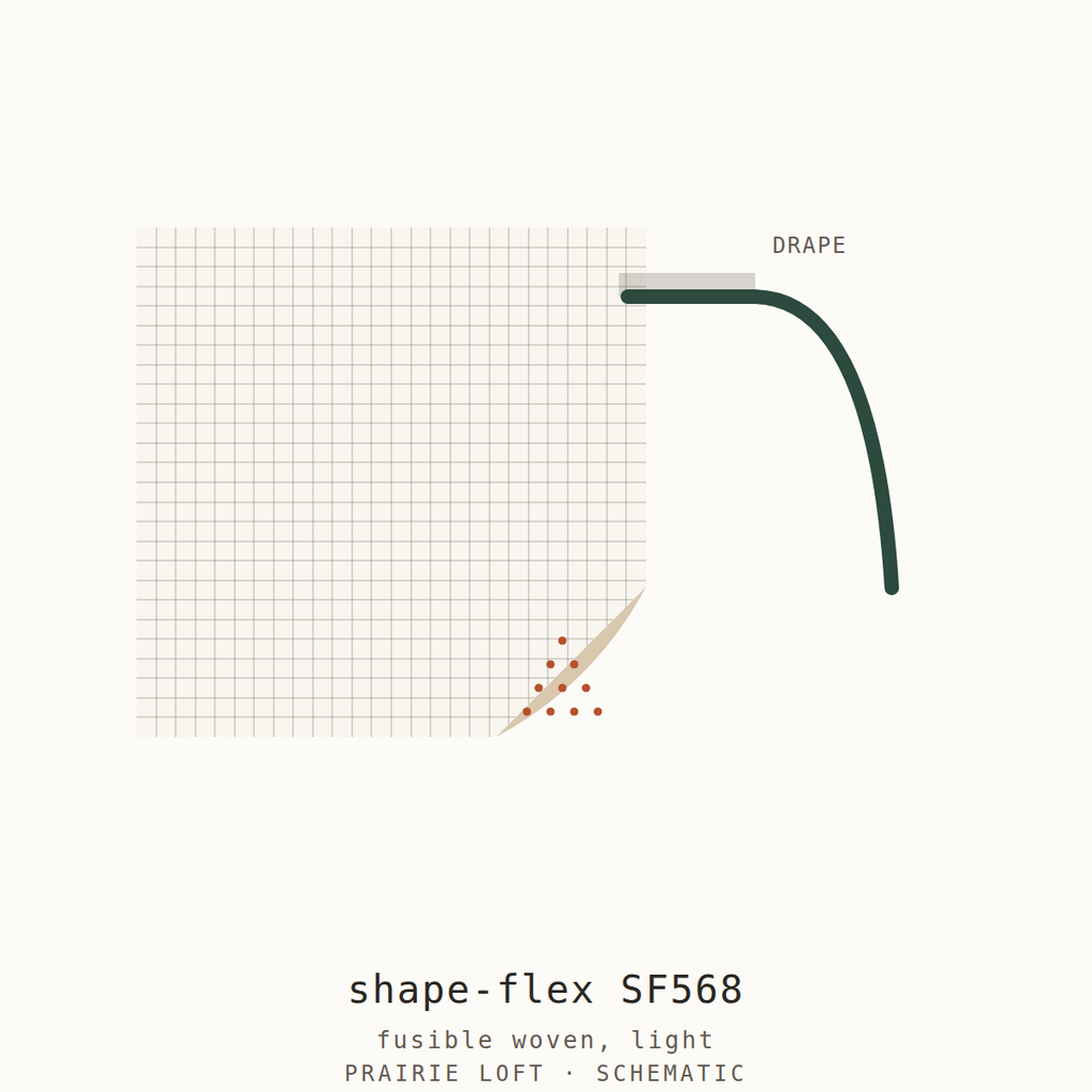 Pellon woven fusible interfacing swatch — weave texture, fusible side and drape stiffness test