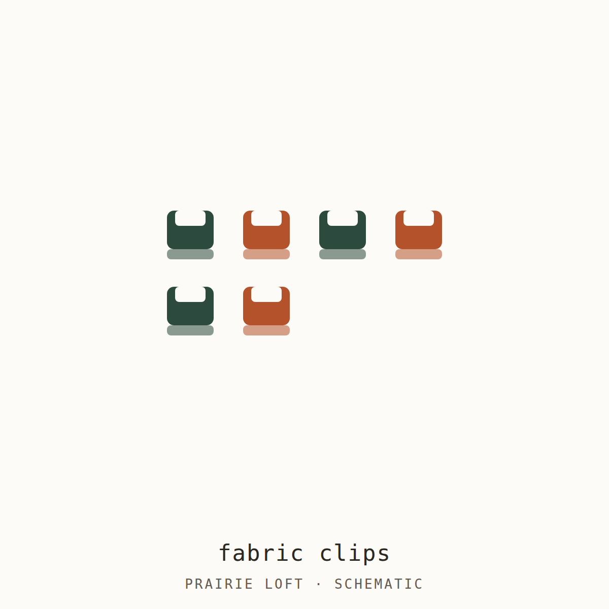 Schematic drawing of fabric binding clips