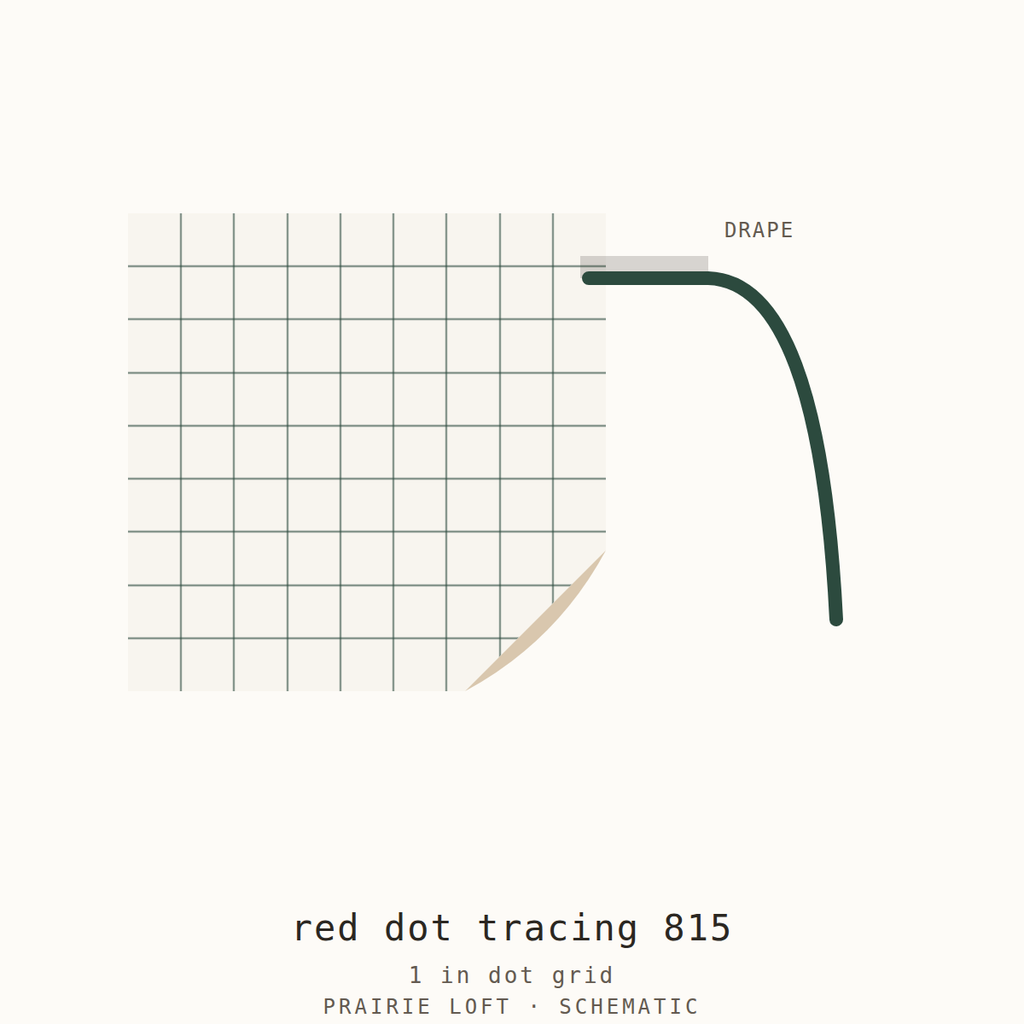 Pellon pattern tracing material swatch — printed dot grid and drape stiffness test