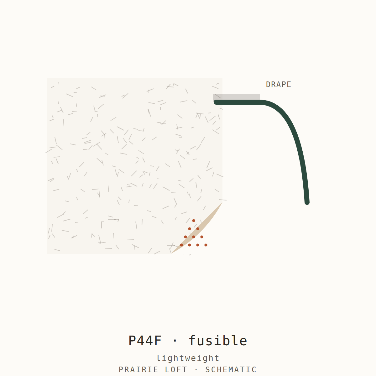 Pellon interfacing swatch — surface texture, fusible side and drape stiffness test
