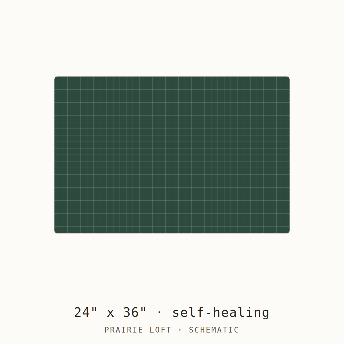 Schematic drawing of a 24 by 36 inch double sided rotary mat, drawn to scale with a one-inch grid