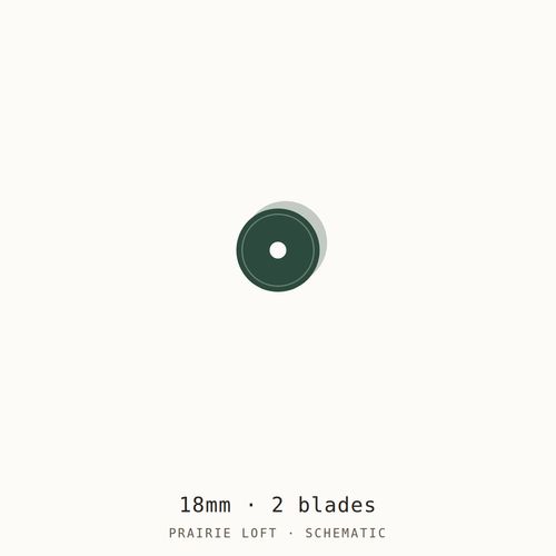 Schematic drawing of an 18mm rotary blade, two to a pack, drawn to relative scale
