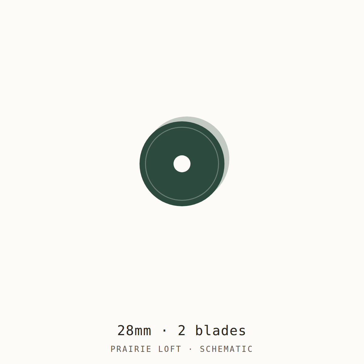 Schematic drawing of a 28mm rotary blade, two to a pack, drawn to relative scale