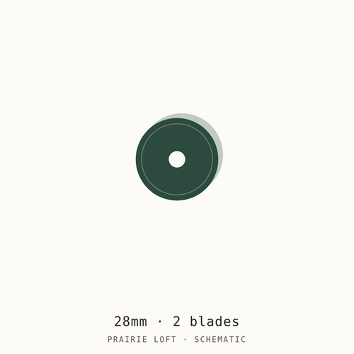 Schematic drawing of a 28mm rotary blade, two to a pack, drawn to relative scale