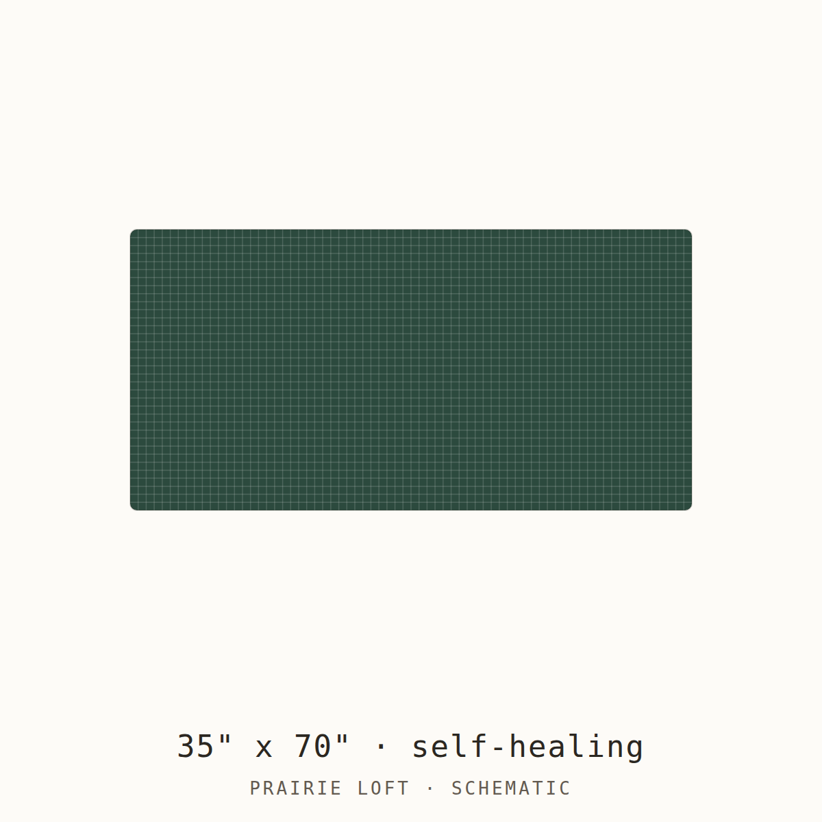 Schematic drawing of a 35 by 70 inch self-healing rotary mat, drawn to scale with a one-inch grid