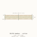 Cross-section schematic: 50/50 bamboo cotton batting with scrim