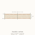 Cross-section schematic: fusible cotton batting, adhesive shown on both faces