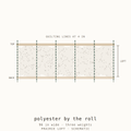 Cross-section schematic: high loft polyester batting sold by the yard, 96 inches wide