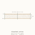 Cross-section schematic: bleached white cotton batting with scrim
