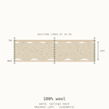 Cross-section schematic: 100 percent wool batting with scrim, medium loft