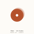 Schematic drawing of a 45mm rotary blade, ten to a pack, drawn to relative scale