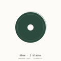 Schematic drawing of a 60mm rotary blade, two to a pack, drawn to relative scale