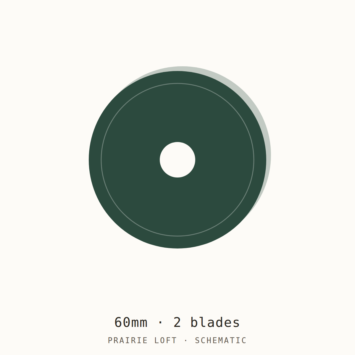 Schematic drawing of a 60mm rotary blade, two to a pack, drawn to relative scale