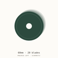 Schematic drawing of a 60mm rotary blade, twenty to a pack, drawn to relative scale