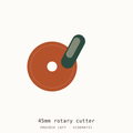Schematic drawing of a 45mm rotary cutter with handle