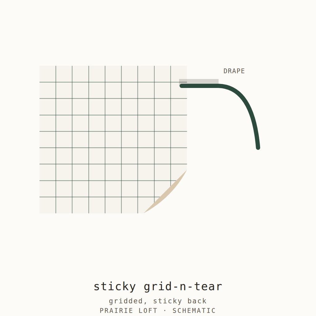 Pellon gridded self-adhesive stabilizer swatch — printed grid and drape stiffness test