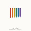 Schematic drawing of six fabric markers in six colors