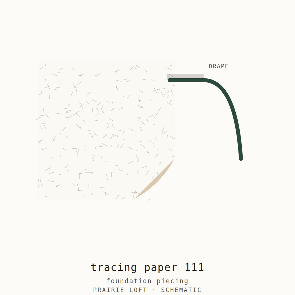 Pellon tracing paper swatch — surface texture and drape stiffness test