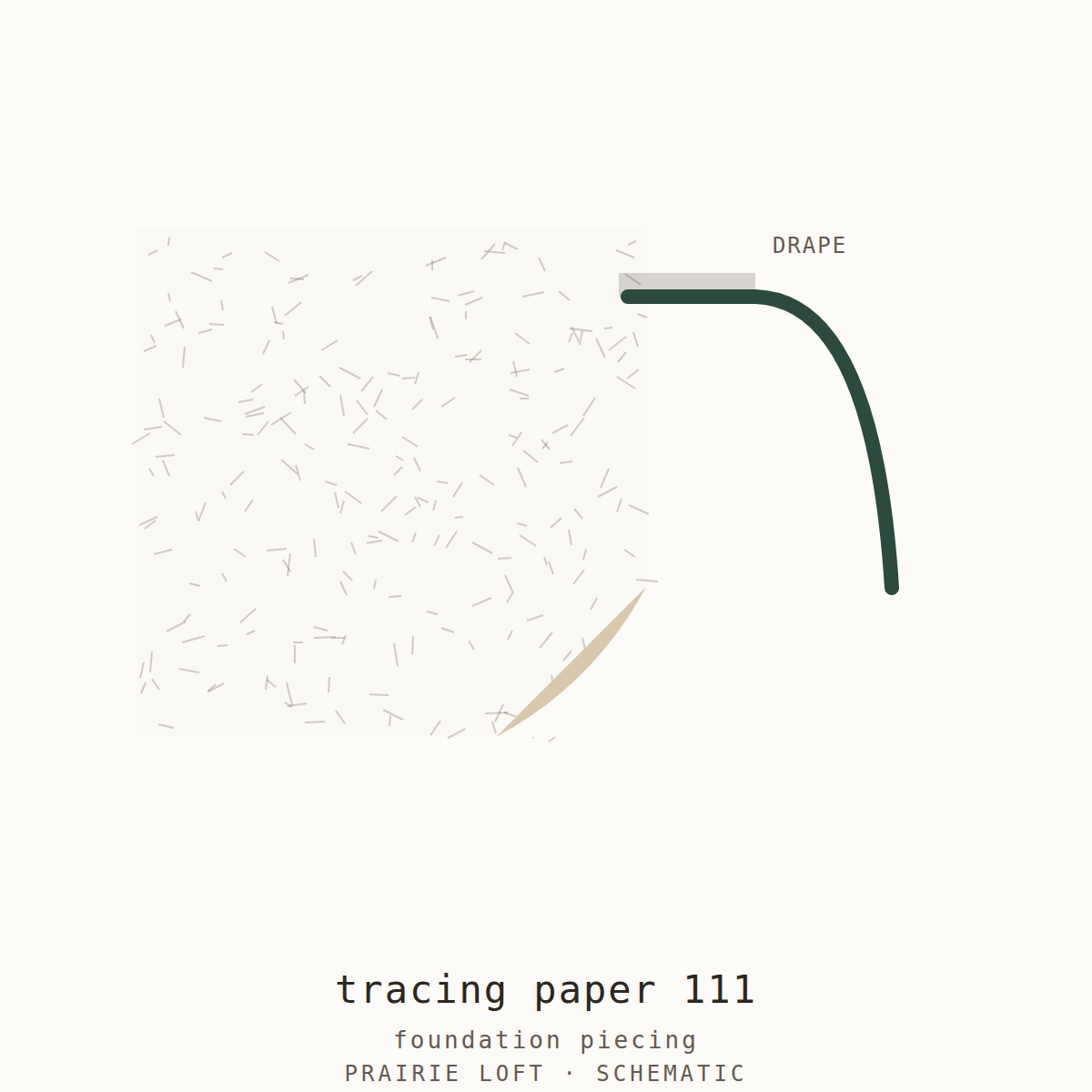Pellon tracing paper swatch — surface texture and drape stiffness test