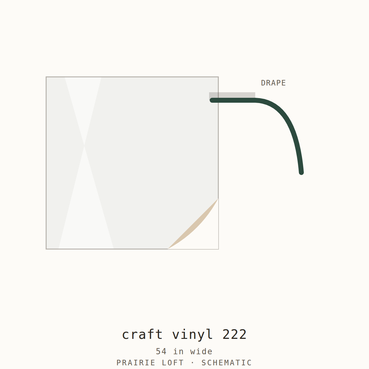 Pellon craft vinyl swatch — clear film surface and drape stiffness test