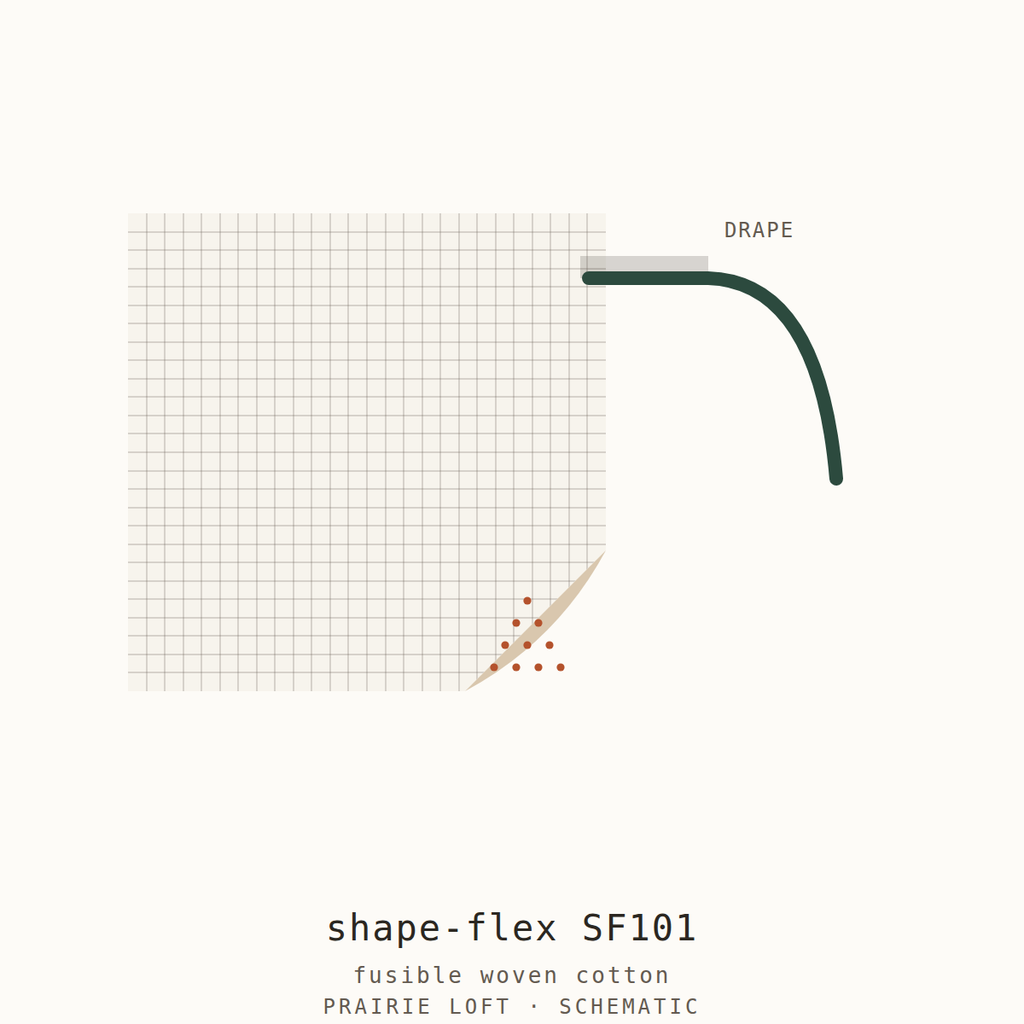 Pellon woven fusible interfacing swatch — weave texture, fusible side and drape stiffness test