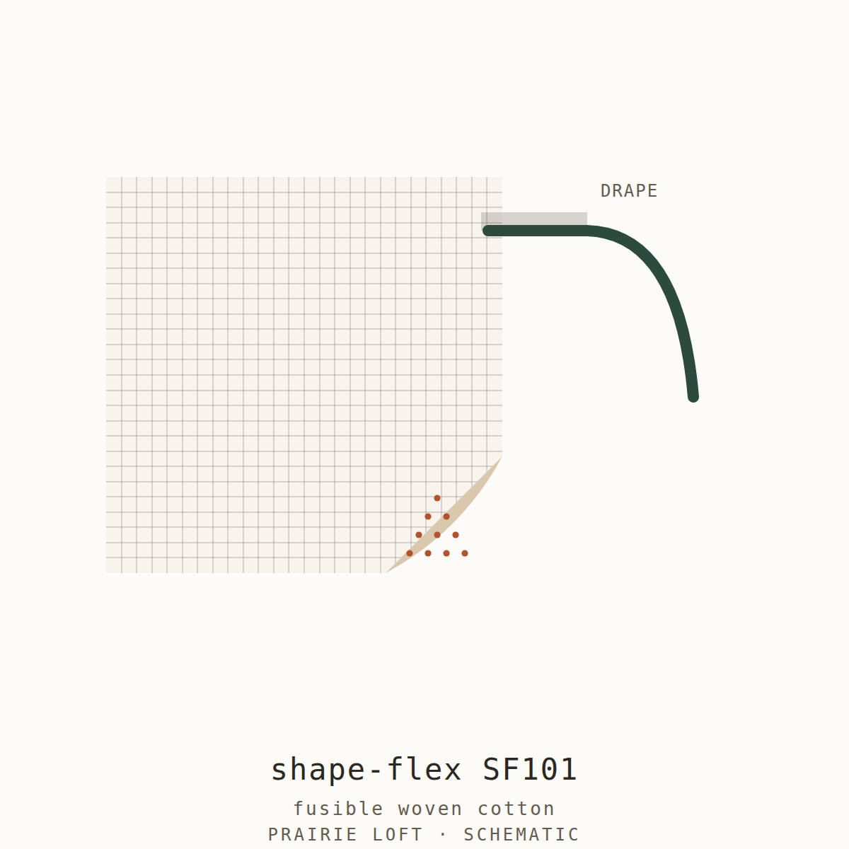 Pellon woven fusible interfacing swatch — weave texture, fusible side and drape stiffness test